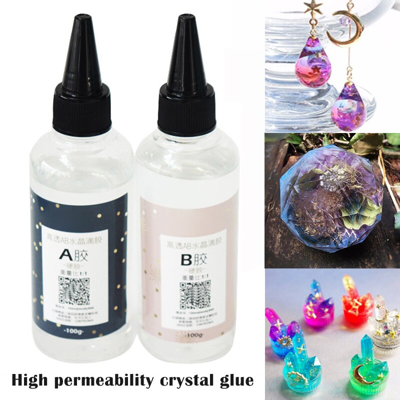 Jewelry Making Resin Epoxy 1:1 AB Crystal Glue High Adhesive Solvent Resistance Anti-yellow Accessories Tool Transparent C66