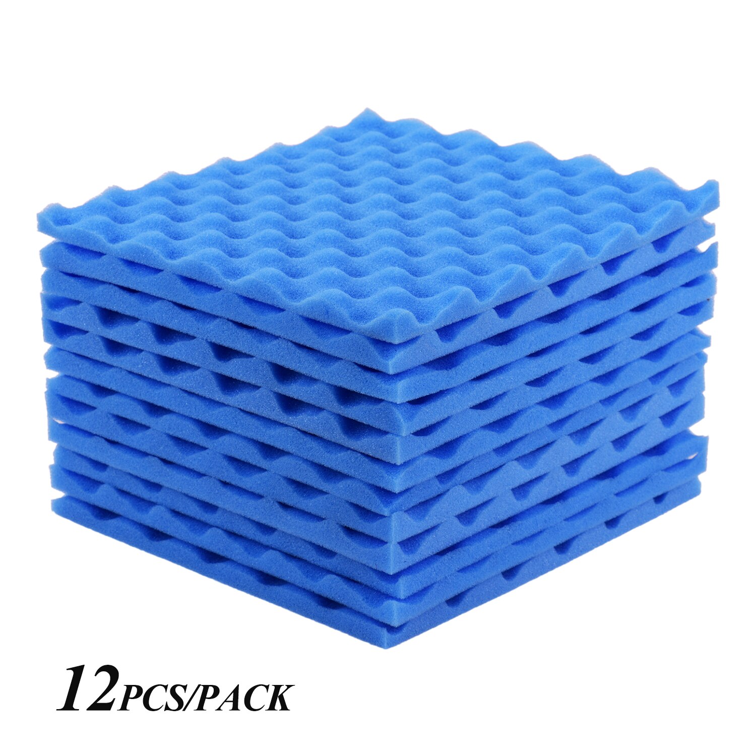 24 -pakks studio akustiske skumplater lydisoleringsskum 30 * 30cm/ 12 * 12in lydisolerende skum lydabsorberende bomull: 12 stk blå