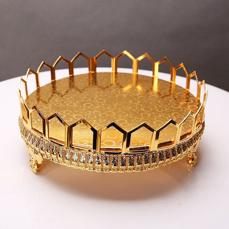 Gold Hollow Cake Stand Metal Tray Cupcake Dessert Display Plate Wedding Centerpieces Party Hotel Home Table Decoration
