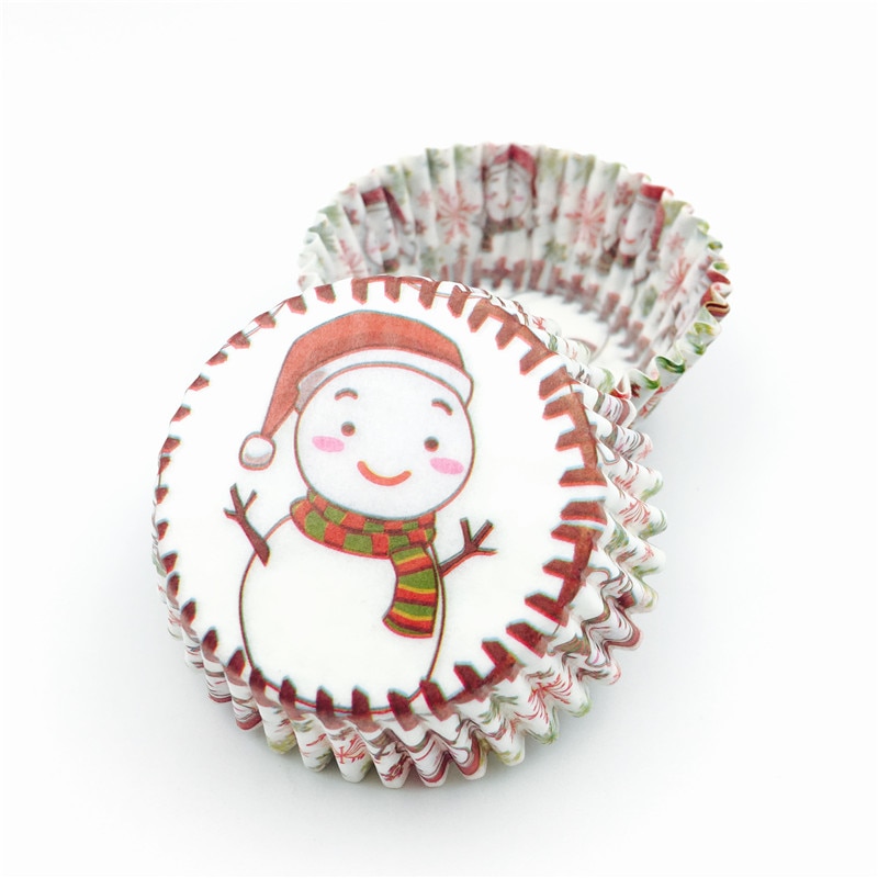 100Pcs/Lot Christmas snowman cupcake baking cups cupcake liners paper cake tray mold cake decorating tools