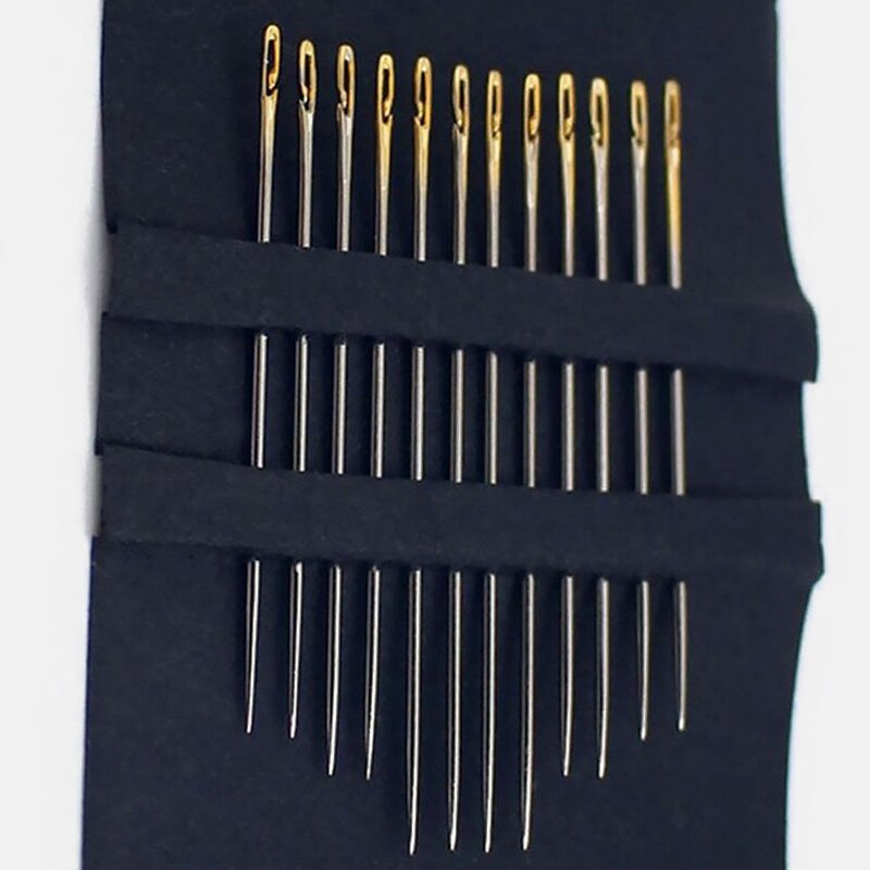 12 Stks/set Rvs Naalden Naald-Side Gat Blind Naald Threading Hand Huishoudelijke Naaien Ouderen Borduurwerk Naald