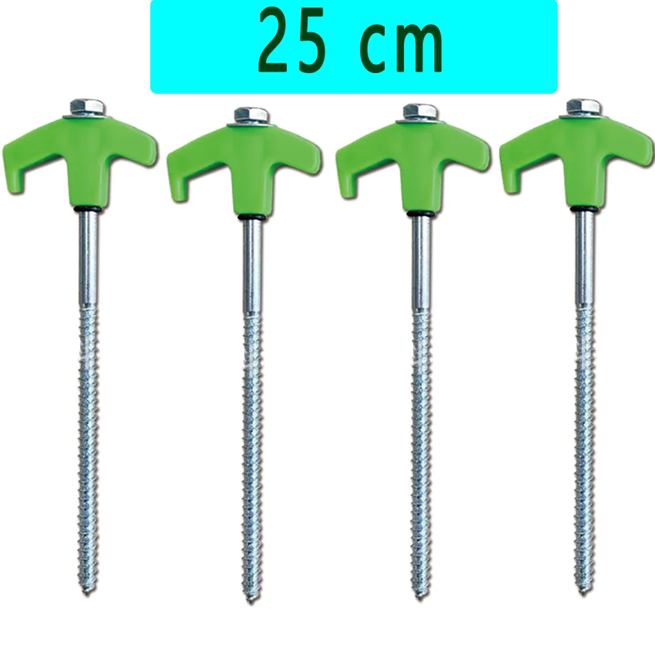 Screw in Tent Stakes 4 Pcs Tent Stakes Heavy Duty - Ground Anchors Screw in Tent Pegs Camping Stakes Metal Threaded Spikes: Red