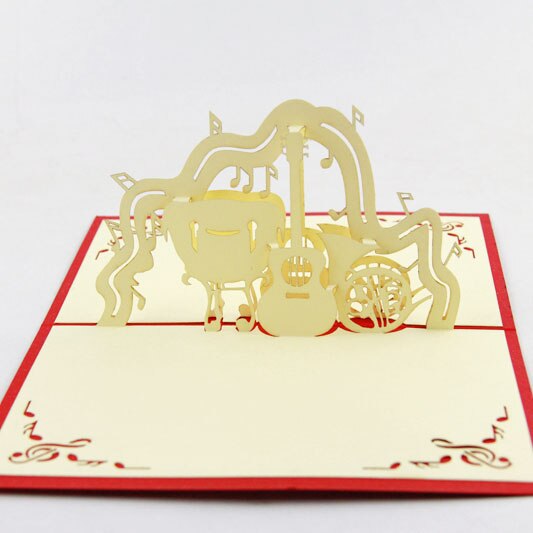 Music Card Spiral Pop Up - Musical Notes 3D Card - Music Instruments Pop Up Card, Bday Pop Up Card