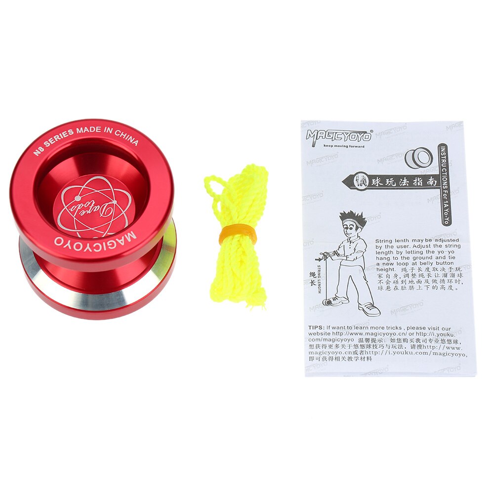 Magic Yoyo N8 Aluminum Alloy Metal Yoyo 8 Ball KK Bearing with Spinning String for Players Kids: Red