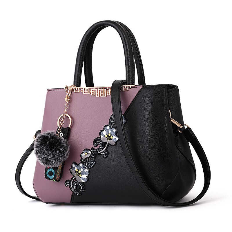 Bolso de mano con bordado de flores para mujer, bolsa de hombro con bordado de flores,: purple2