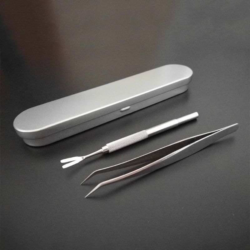 Premium Tick Remover Kit Stainless Steel Fleas Tick Remover + Tweezers with Case