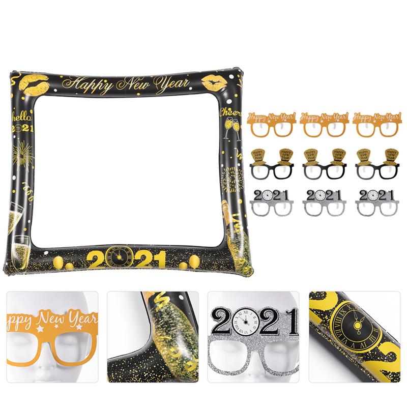 10pcs Year Inflatable Photo Frame Party Paper Handheld Selfie Props Christmas Party Photobooth Props