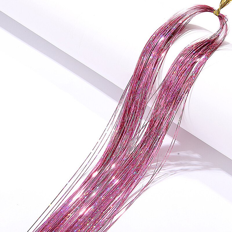 Extensions de cheveux en soie arc-en-ciel, 1 sac, guirlandes scintillantes, accessoires de fête pour filles, couvre-chef de tressage: I