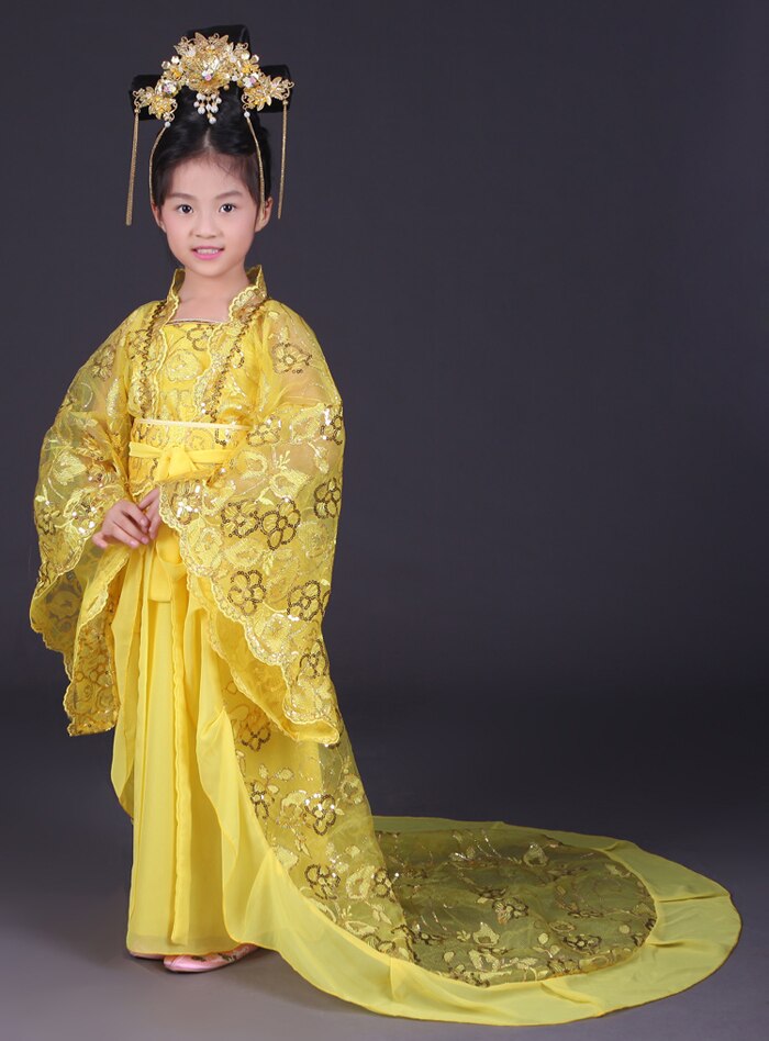 Royal Kinderen Keizerin Wu Zetian Kostuum Meisje Chinese Traditionele Dans Kleding Kids Tang-dynastie Prinses Hanfu Staart Kleding