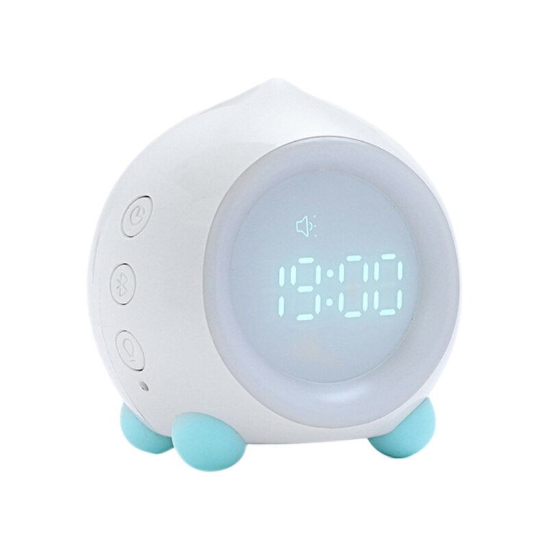-Wake Up Light Kids Smart Alarm Clock Bluetooth Function 7 Colors Changing Bedroom Led Digital Display Table Clock: White