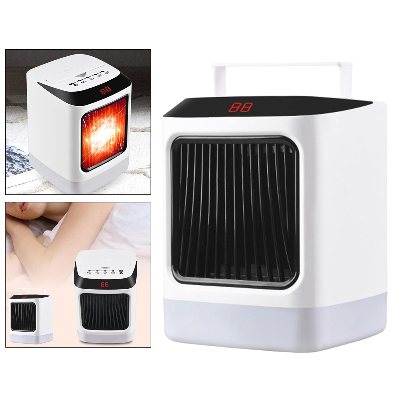 Portable Electric Space Heater Cooler 800W Winter Air Fan Adjustable Quiet