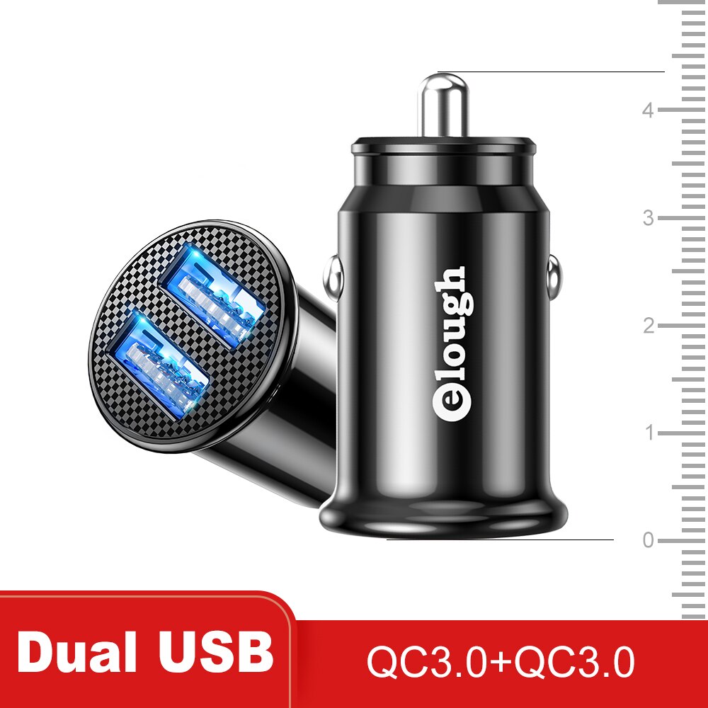 Ładowarka samochodowa Elough typ C PD 20W QC3.0 szybkie ładowanie dla Huawei Samsung Xiaomi Iphone 12 11 13 Pro szybka ładowarka samochodowa USB Iphone: Black USB QC