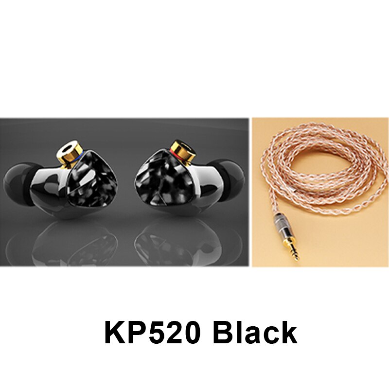 NICEHCK KP520 In-Ear Headphones - Orthodynamic 3D Silicone Membrane - MMCX IEM DJ Bass Music Sport Earphones: Black