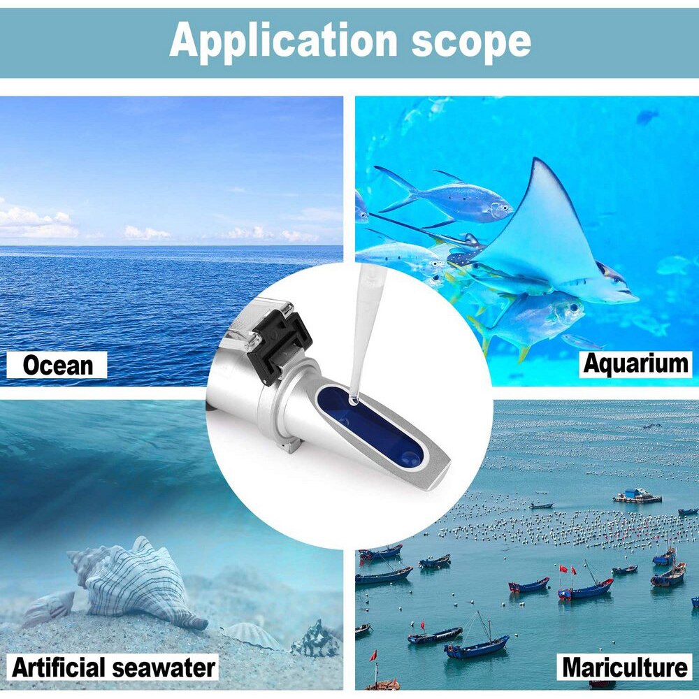 Saltindhold refraktometer akvarier havfisk avl testning af dobbelt skala saltvand tester med atc specifik vægtfylde saltholdighed meter