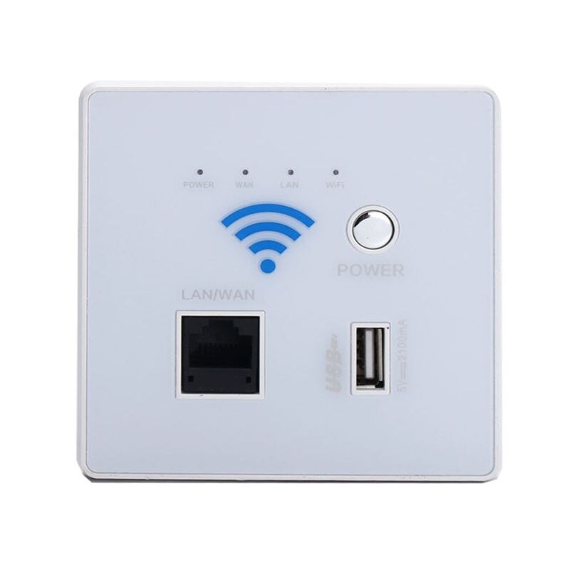 300m transmissionshastighed trådløs wifi vægindlejret router usb opladningsstik wifi repeater til hjemmebrug: Hvid