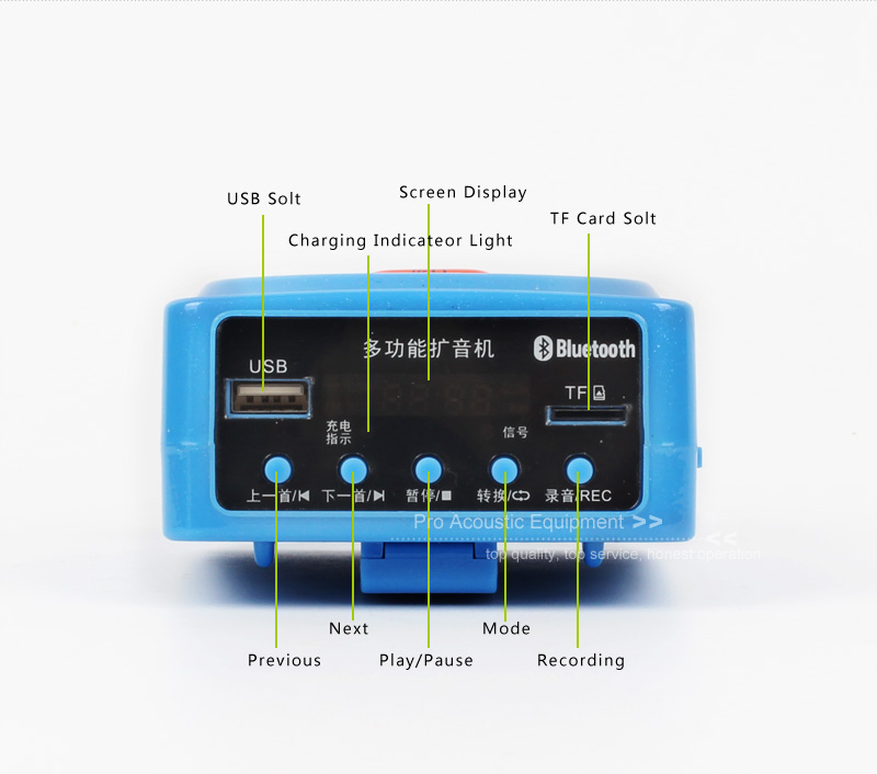 Tragbare Verstärker Stimme Megaphon Taille Band Clip Mit FM TF USB MP3 Energie Für Tour Führer Lehrer Lehr Mikrofon