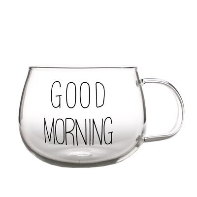 Taza de leche creativa para desayuno, resistente al calor, linda taza de cristal para café de oficina con tapa con , taza de agua: B