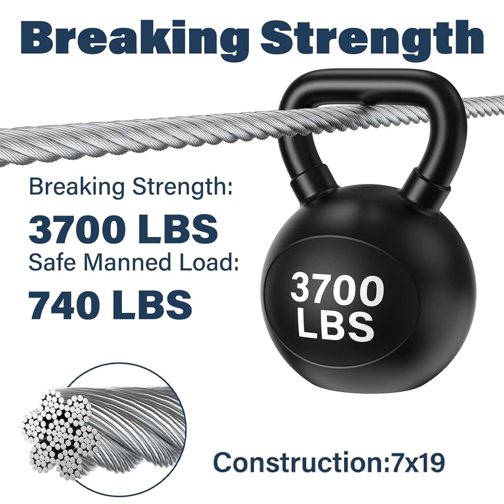 Staaldraadkit 304 roestvrijstalen kabel 3/16 inch diameter 4,7 mm 7x19 streng voor Zip-lijn bootliften dekrailing