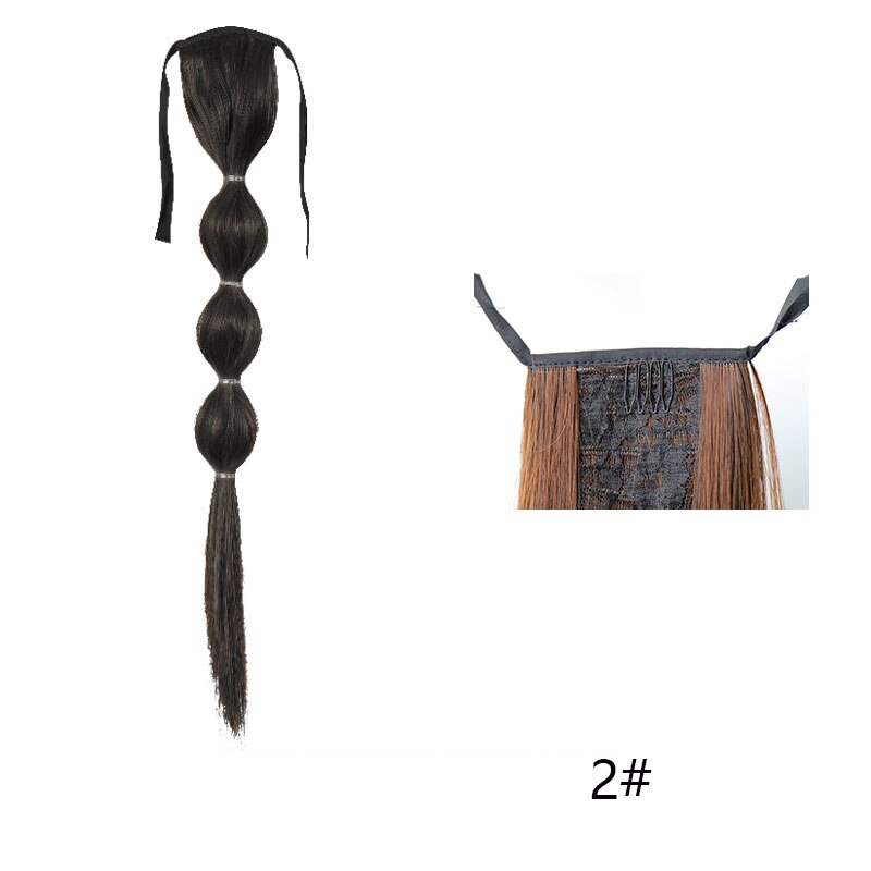 Talang Lange Rechte Bubble Paardenstaart Pruik Clip In Op Silky Synthetische Knot Extensions Staart Valse Haar: T1B/613 / 55CM