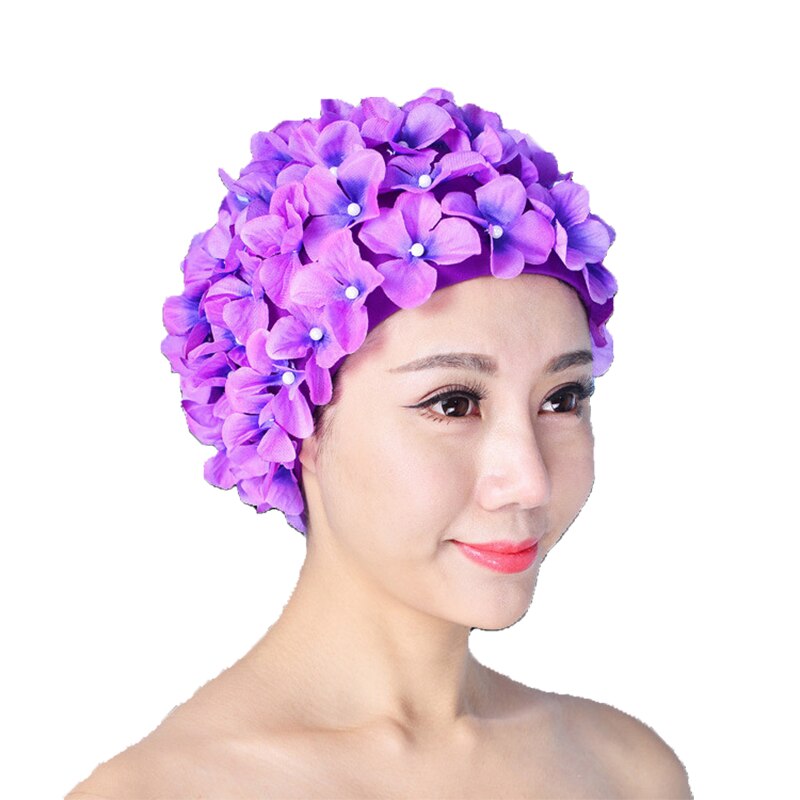 Til kvinder farverige søde kvinder kronblade badehætter blomsterdamer badehætte svømmehue fashionable kasket