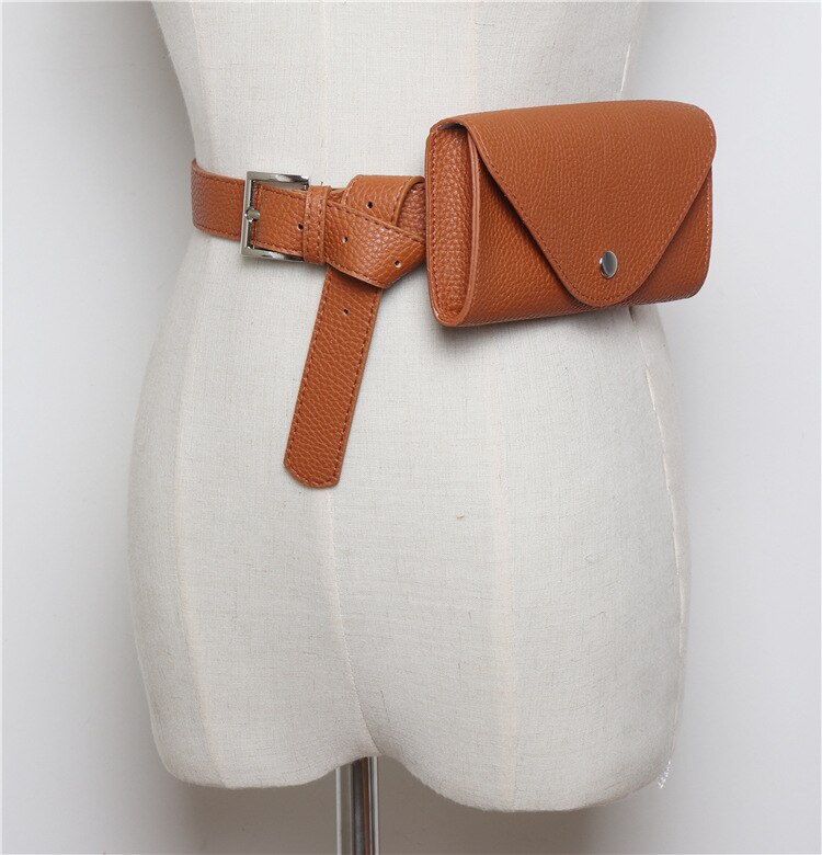 Vintage damen gürteltasche, umhängetasche, hüfttasche aus pu-leder, gürteltasche, handytasche, kleine brusttasche: Braun