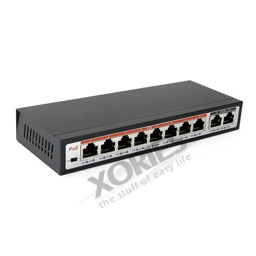 HOMSECUR 10 Poorten 100Mbps PoE + Switch 8 Poorten PoE + (Plus) 802.3af/at 30W 2 Uplink Ethernet
