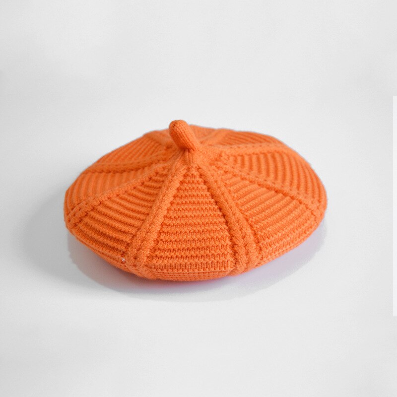 Bonnet rond tricoté pour femme, bonnet élastique décontracté, chaud, unisexe, pour l'automne et l'hiver: Orange