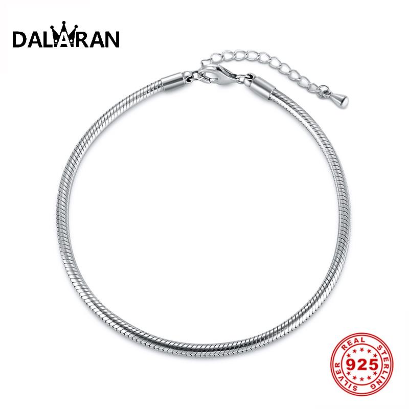 DALARAN 925 Sterling Silber Armbänder Snake Kette Link Fit Europäischen Perle Charme Armband für Frauen DIY Schmuck, Der 17- 20cm