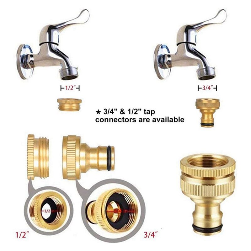 1 Set Garden Hose Tap Connector Pipe Quick Connector & 1 Set Garden Irrigation Hose Connectors Kits