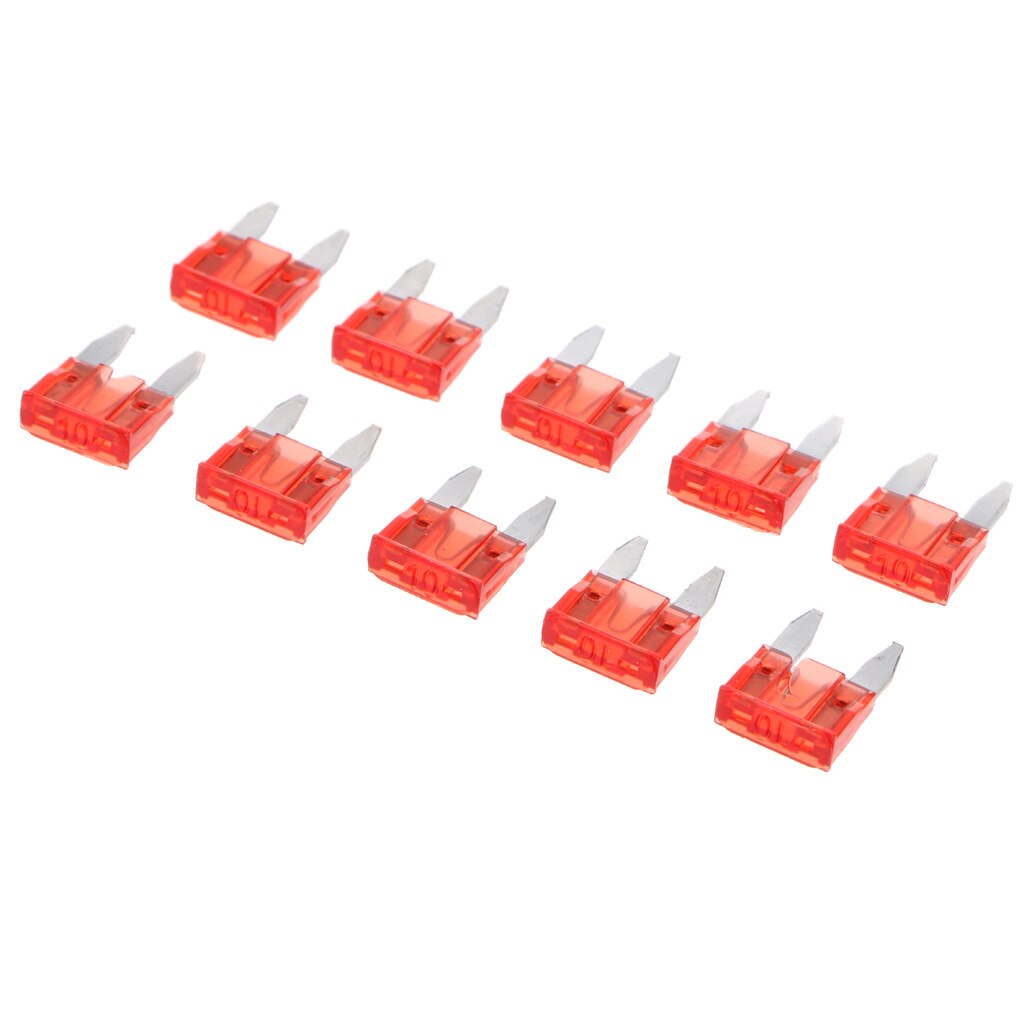 10 Stuks Univerial Mini 10A Blade Zekeringen Rood Voor Auto Vrachtwagen Vervanging