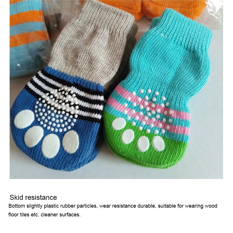 4 unid/set calcetines para mascotas gato zapatos de suave y transpirable S/M/L antideslizante de calcetines para mascotas de peluche perro Calcetines perro calcetín de lana productos para mascotas
