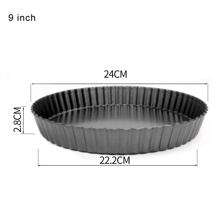 Non-stick Round Tart Pan Quiche Pan with Removable Bottom Pie Pan Fluted Pie Rectangle Tart Pan Mold Baking Quiche Tool GYH: 9 inch