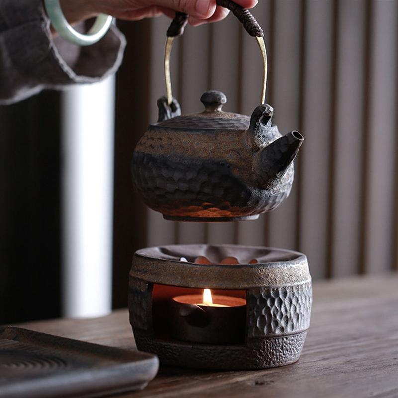 1Pc Teapot Warmer Retro Ceramic Tea Warmer Tea Heater Ceramic Candle Stand Holder Tea Stove Warmer