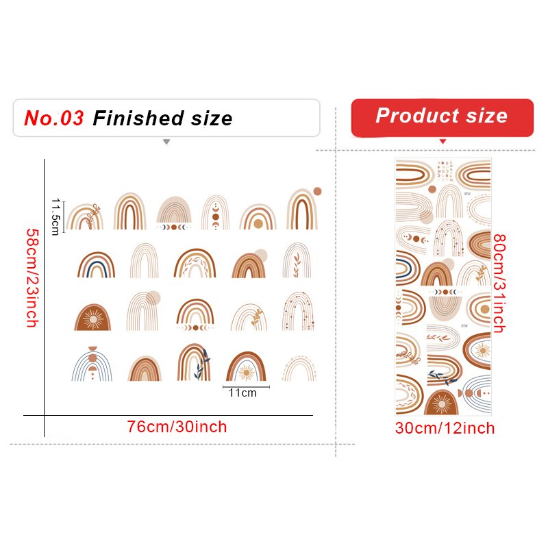 Adesivi murali arcobaleno fai-da-te per soggiorno decorazioni murali telecamera da letto adesivi murali in PVC rimovibili decorazioni per la casa camerette sfondi: no.03