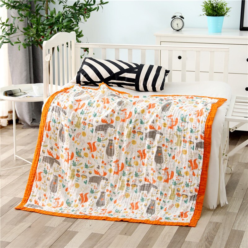 110*110cm Baby Decke 6 Schichten Super Weiche Baumwolle Musselin Decke Wickeln Atmungsaktive Kleinkind freundlicher freundlicher Baby Decke Blick: Elefant