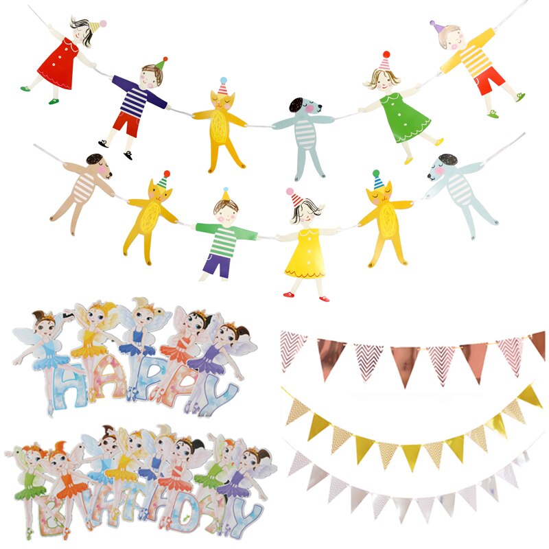Diy gratulerer med dagen bunting bannere vimpel flamingo papir flagg baby shower bryllup bursdagsfest dekorasjon rekvisita kranser