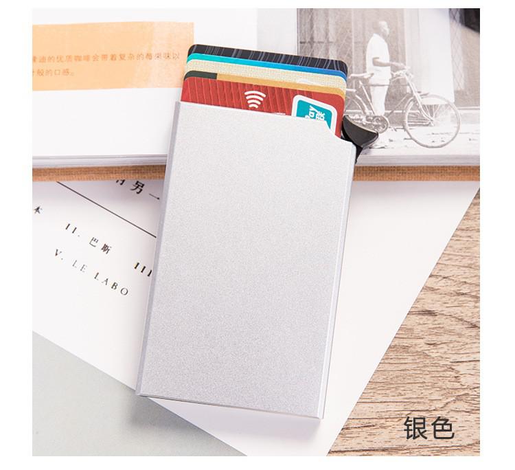 Rfid Portemonnee Aluminium Metal Credit Business Mini Card Wallet Man Vrouwen Smart Wallet Visitekaarthouder: Silver