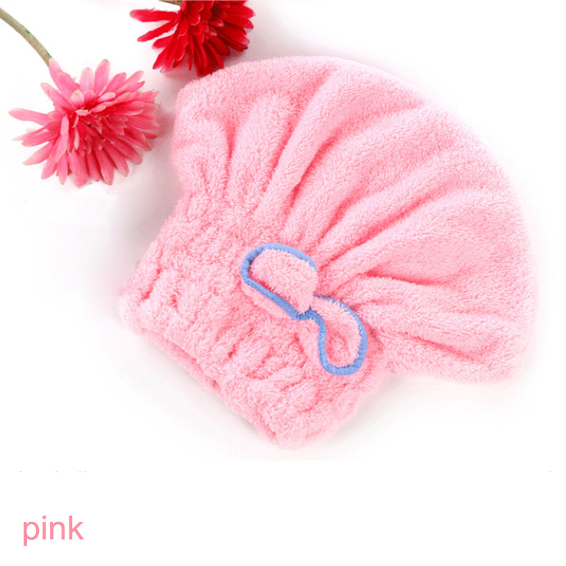 1Pcs Vrouwen Meisjes Droge Hatquickly Droog Haar Badmuts Super Absorberende Haar Tulband Coral Fluwelen Badkamer Benodigdheden Hoofd Wrap hoeden: Roze