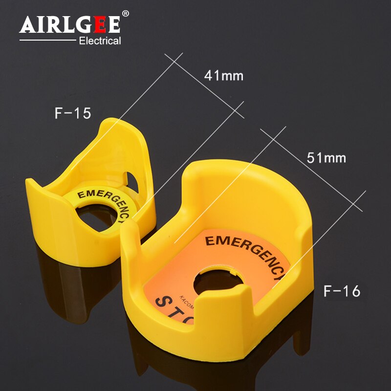 22mm/25mm/30mm Emergency stop button switch protective cover Protective seat with warning sign