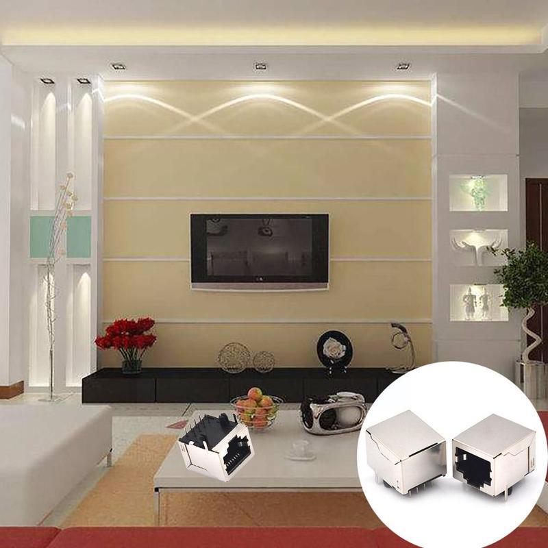 10pcs / Set Rj45 8pin 8p 8c Female Plug Ethernet Network Connectors Single Pcb 8p8c Port Rj45 Mount Network G0a7