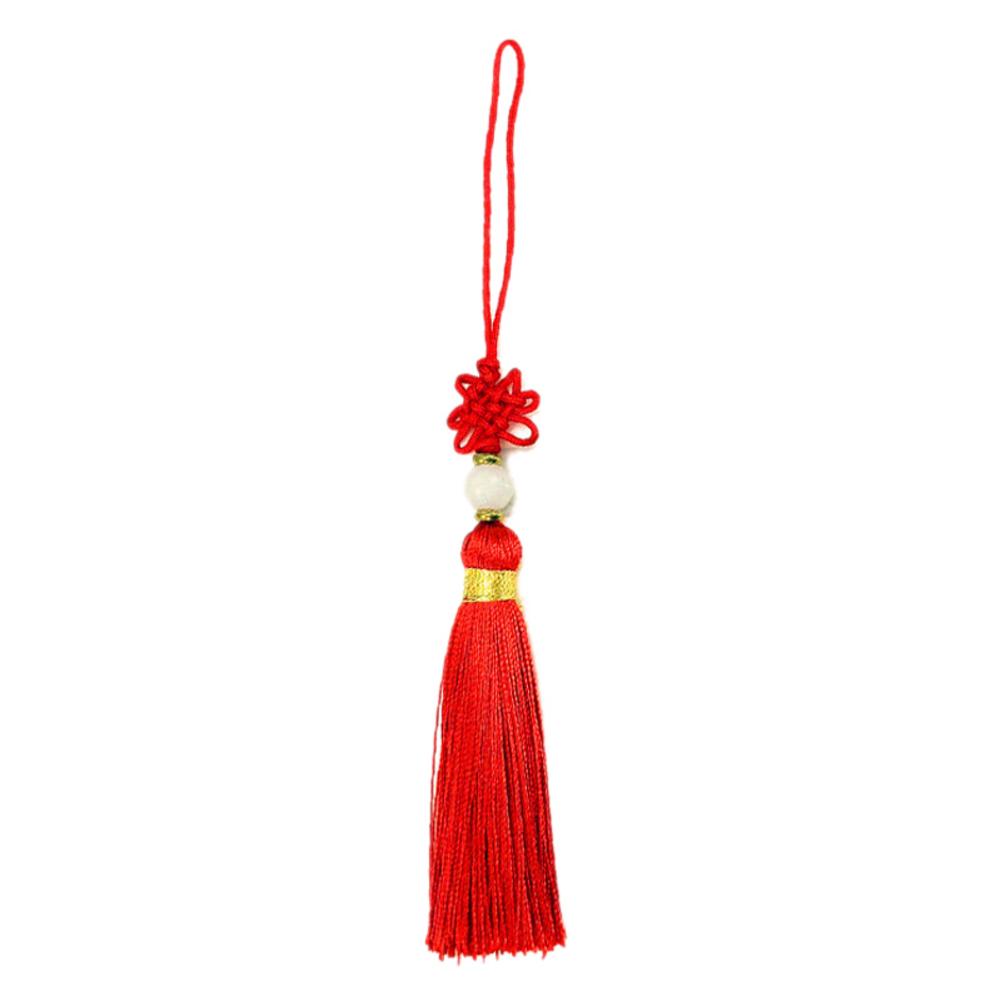Pompon nœud chinois en coton 12.5cm | Fait à la main en soie pour sac suspendu à porte-clés, accessoires pour rideaux de couture, décoration de vêtement, bricolage: Red