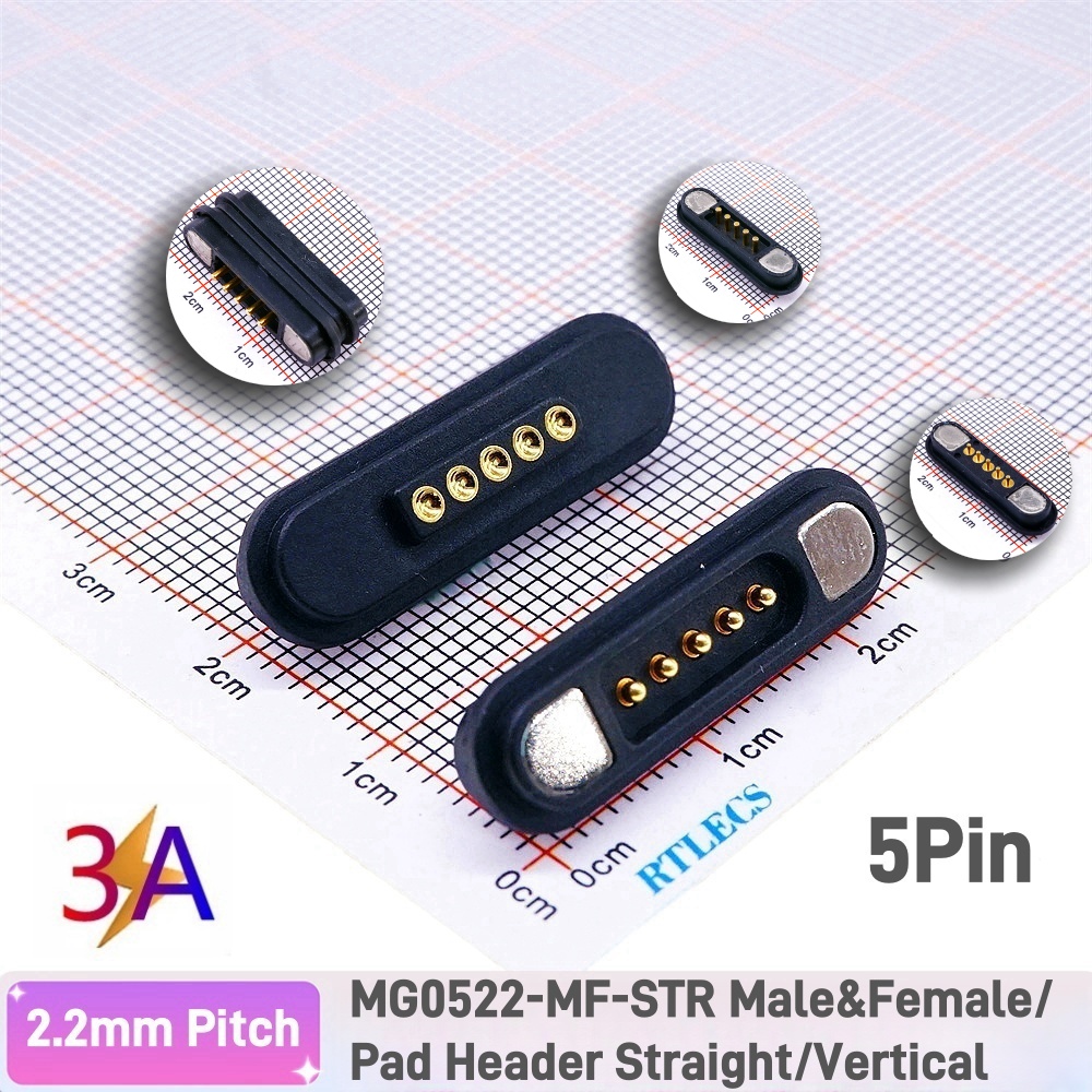 1 par 3A conector Pin Pogo magnético 2 3 4 5 6 7 8 9 11 posiciones paso 2,2 MM tira de contacto Pogopin macho hembra con resorte: Multicolor