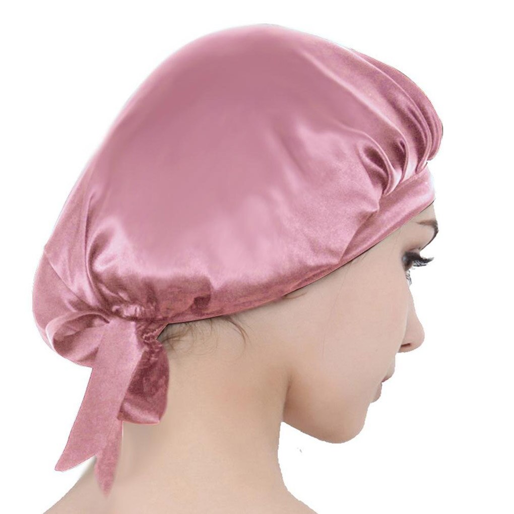 Morbær silke nathætte sovehætte ren silke hår wrap wrap justerbar elastisk bånd sovehue