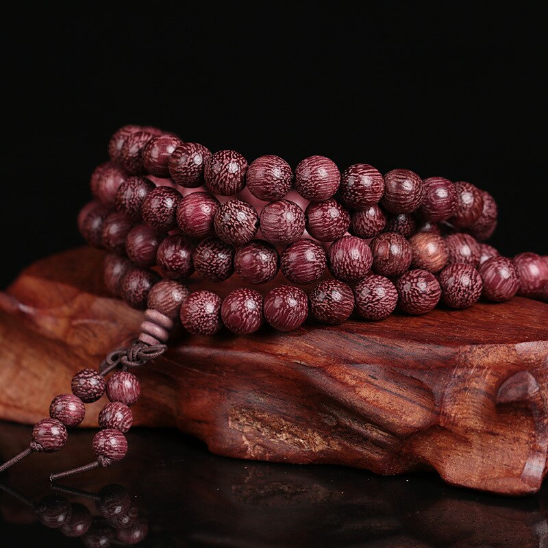 Bracelets de naturel Violet 6mm 8mm perles de bois de rose 108 bouddha Bracelets hommes femmes Long bracelet Religion