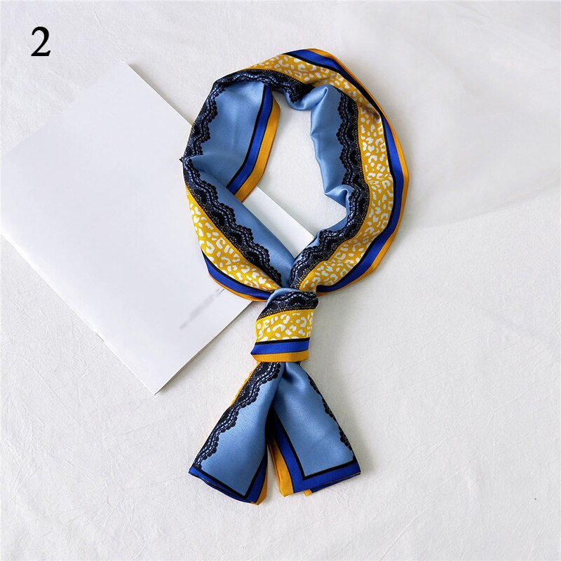 Women Neck Scarf Diy Hair Tie Hairbands Euro Style Skinny Wristband Narrow Long Striped Scarves Handbag Ribbon: 2