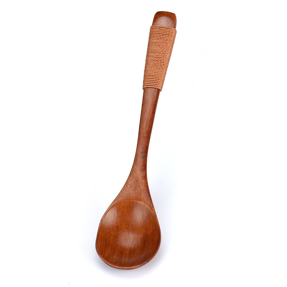 Cuchara de madera de 14cm, utensilio de cocina de bambú, herramienta de madera para sopa, cucharadita de Catering para Kicthen, novedad,: A
