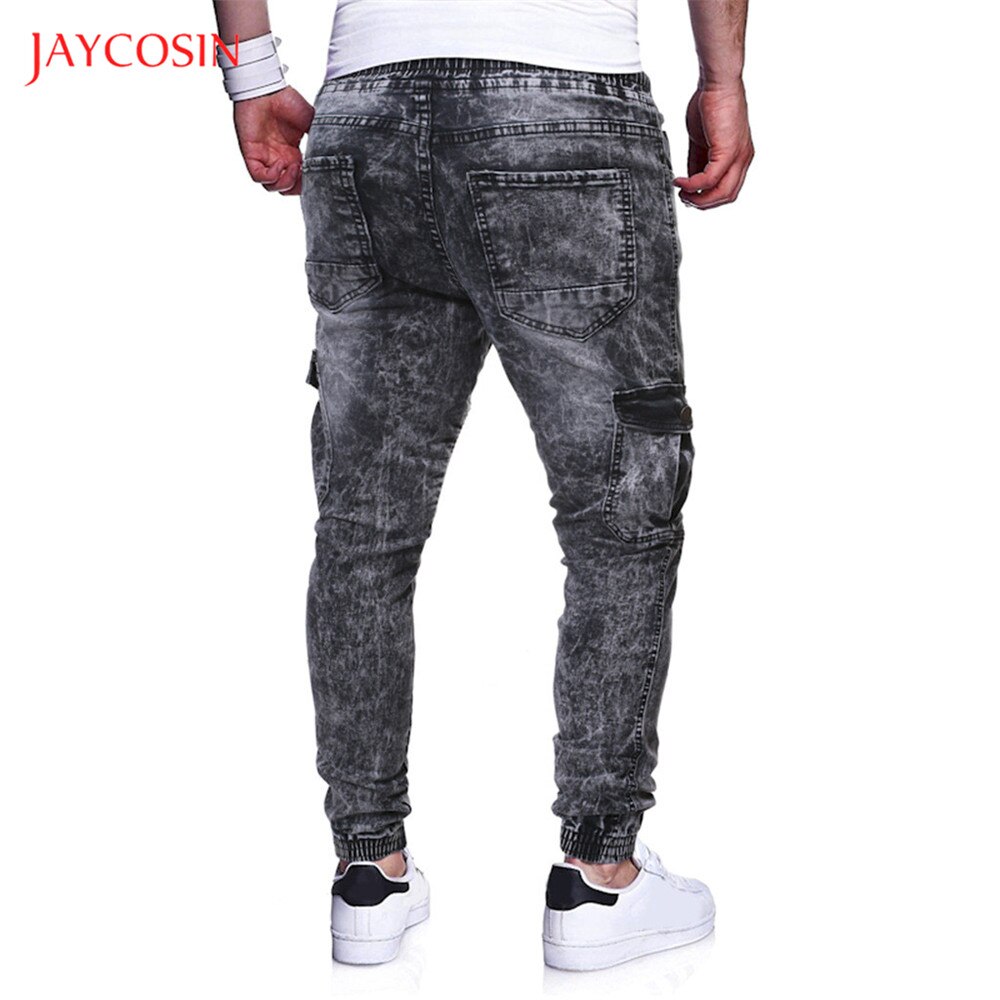 Jaycosin Men Pleated Jeans Pants Straight Light Denim Trousers Pocket Jeans Casual Men Mid Waist Pants