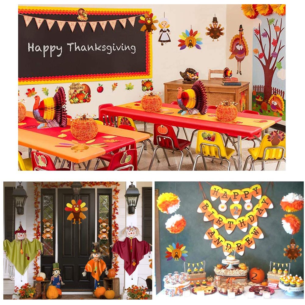 3 PCS Thanksgiving Turkey Craft Kits Kids DIY Festive Fall Thanksgiving Party Game School Activities Door Hanging Ornament