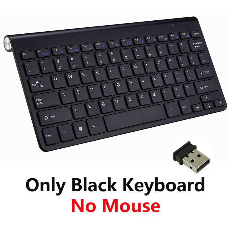 2.4G Mini Wireless Keyboard and Mouse Combo Protable Keyboard Mouse Set For Mac Desktop Notebook Laptop PC Computer Smart TV PS4: Only Black Keyboard