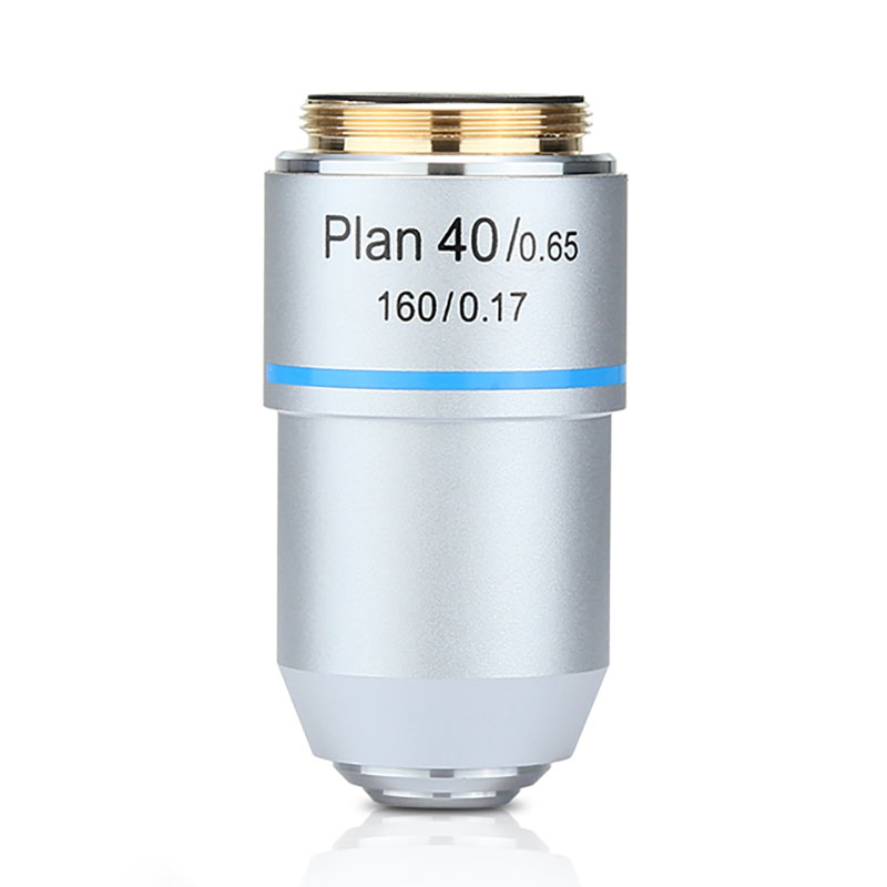 Plan de microscopio biológico, lente objetivo 4X, 10X, 20X, 40X, 60X, 100X, rosca RMS 160/0, 17, 195mm: Plata